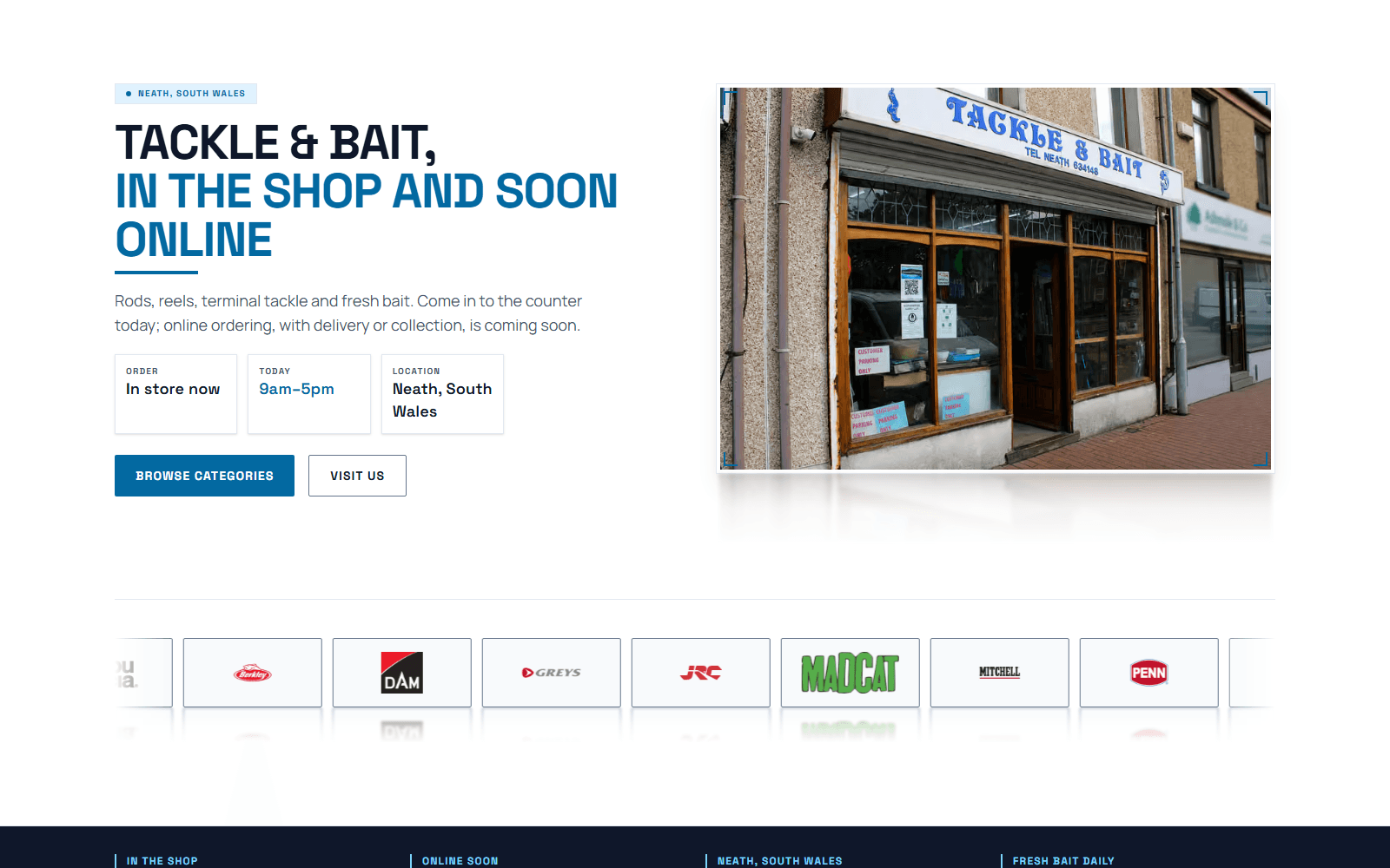 Screenshot of the Fishing Tackle Shop website